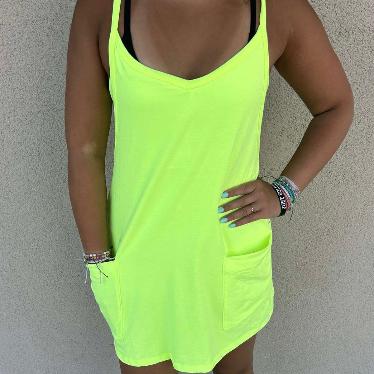 Active Mini Dress Romper • Neon Lime