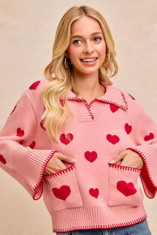 Cover Me in Hearts Sweater • Blush