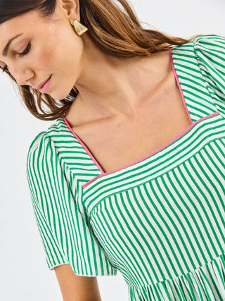 Milena Midi Dress • Green & White