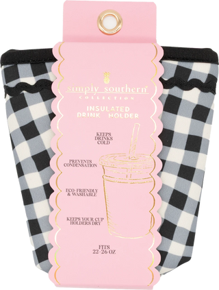 Insulated Drink Holder • Black Gingham