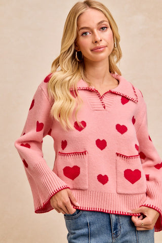 Cover Me in Hearts Sweater • Blush