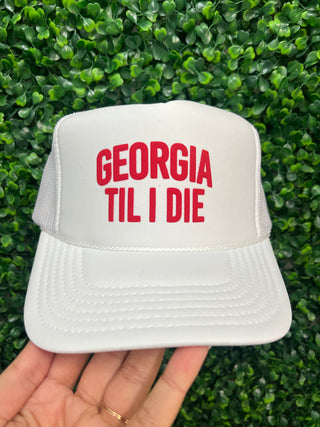 Georgia Til I Die Puff Hat • White
