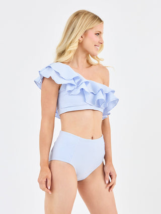 Katelyn Two Piece Swimsuit • Blue & White Seersucker