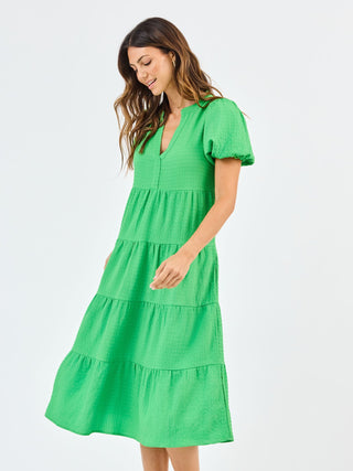 Kinsley Midi Dress • Green Seersucker
