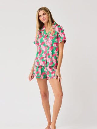 Charlotte Satin Shorts Set • Orchid Reverie Green