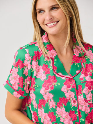 Charlotte Satin Shorts Set • Orchid Reverie Green