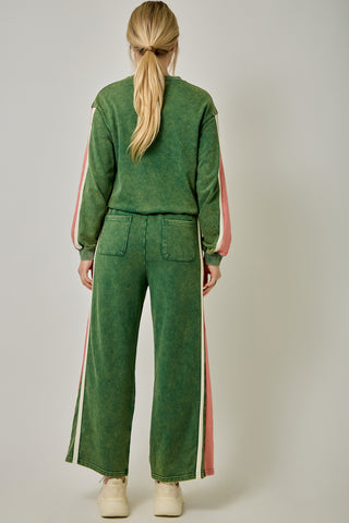 Marleigh Color Block Terry Sweatpants • Forest & Pink