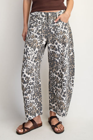 Good Luck Printed Barrel Jeans • Animal Print