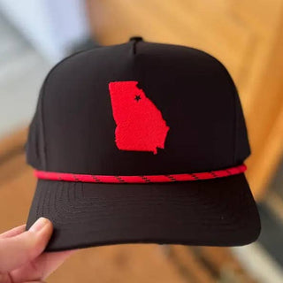 Embroidered Athens, GA State Hat • Black & Red