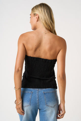 Tatum Split-Hem Button Tube Top • Black