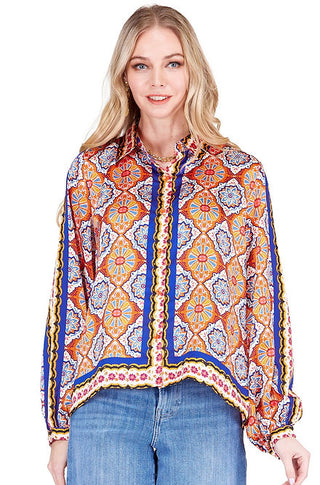 Scarf Print Blouse • Spice Tiles
