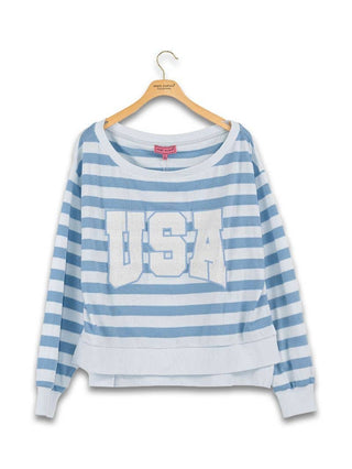 Striped USA Wide Neck Top & Shorts Set