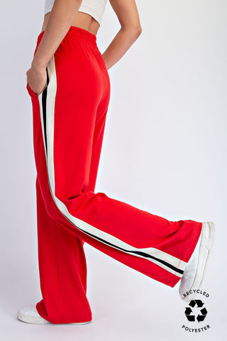 River Butter Soft Side Contrast Straight Pant • True Red