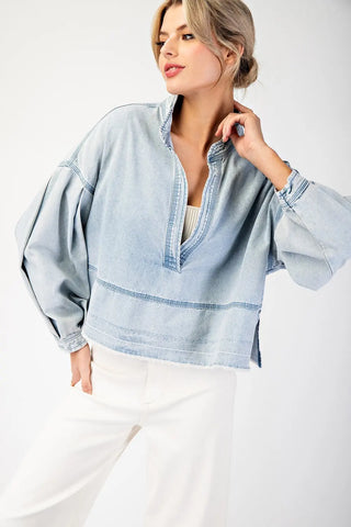 Ariel Mineral Washed Denim Top