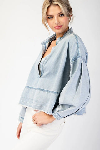 Ariel Mineral Washed Denim Top