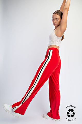 River Butter Soft Side Contrast Straight Pant • True Red