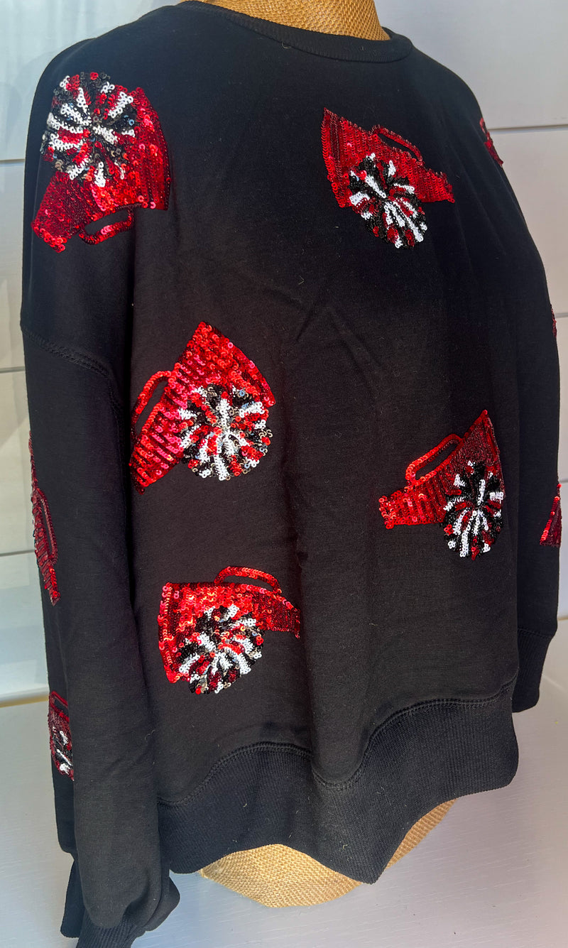 Millie Pom Pom Sweatshirt • Red + Black