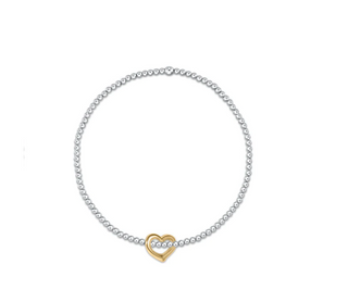 Extends Sterling 2.5 Bead Bracelet with Love Gold Charm