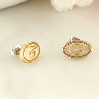 Georgia Matte Gold Logo Stud Earrings