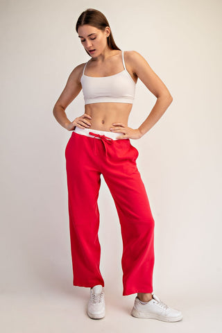 Rose French Terry Playful Pants • Candy Red/Pink
