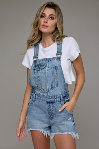 Darlene Frayed Hem Shortall • Medium Wash