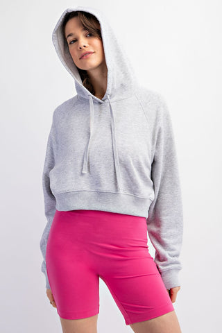 Maggie French Terry Crop Hoodie • Heather Grey