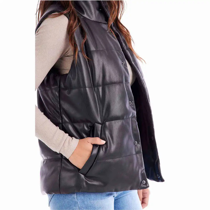 Boyd Faux Leather Vest • Black
