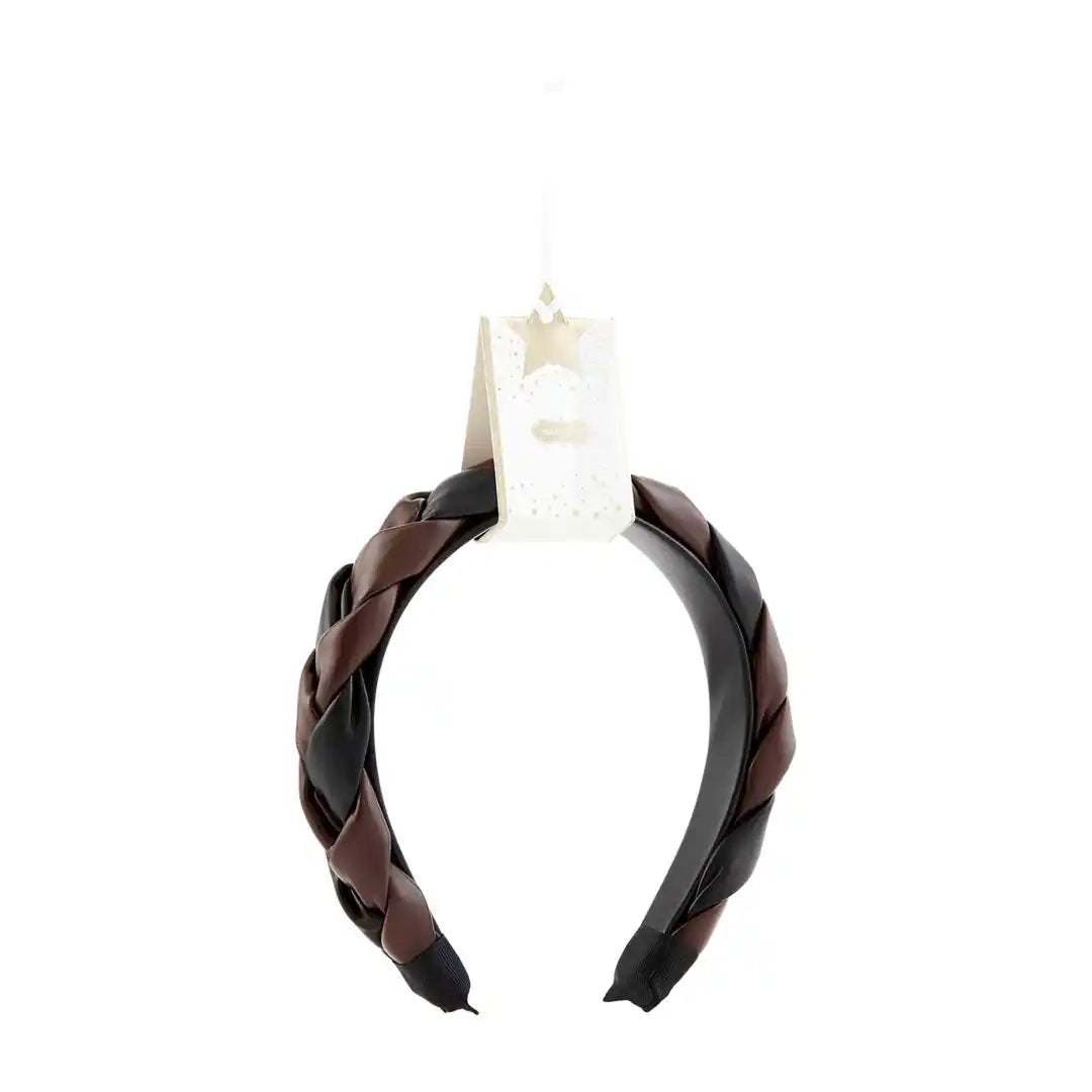 Braided Leather Headband • Black