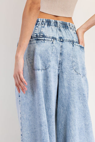 *PRE ORDER* Kelsie Mineral Wash Pleated Wide Leg Pants