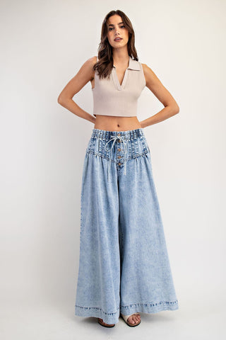 *PRE ORDER* Kelsie Mineral Wash Pleated Wide Leg Pants