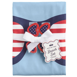 White Americana Quick Dry Beach Towel Set