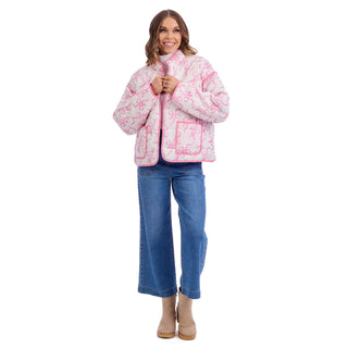 Cher Quilted Jacket • White & Pink