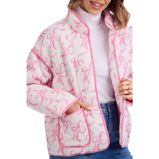Cher Quilted Jacket • White & Pink