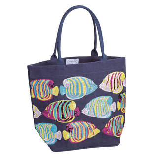 Navy Pool Sparkle Tote • Fish