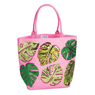 Pink Pool Sparkle Tote • Leaves