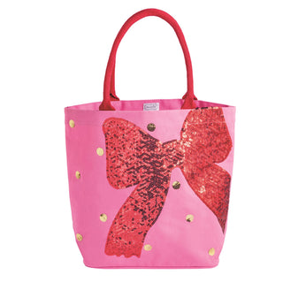 Pink Bow Holiday Sparkle Tote