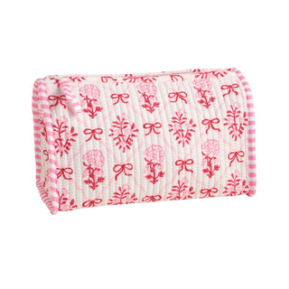Pink Bow Bloom Quilted Pouch