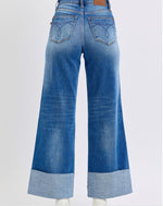 Judy Blue HW Retro Wide Leg w/ Cuff Jeans • Medium Wash