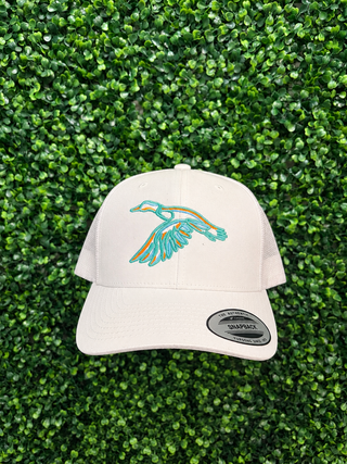 Embroidered Neon Duck Hat • White