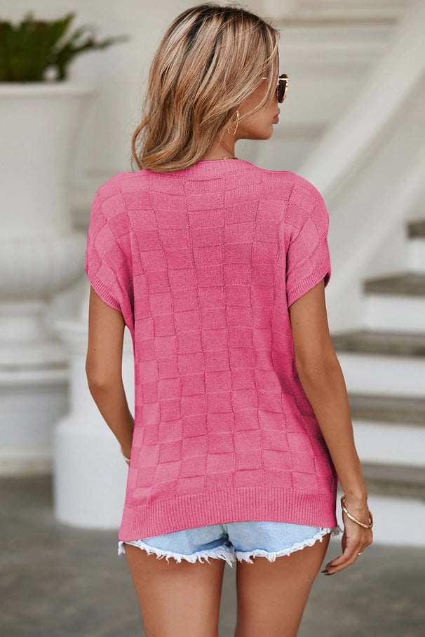 Textured Knit Top • Bright Pink