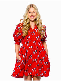 The Bulldogs Poplin Dress • Red