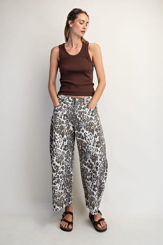Good Luck Printed Barrel Jeans • Animal Print