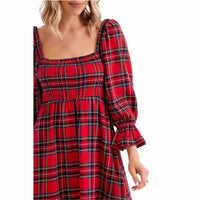 Vanessa Plaid Midi Dress • Red