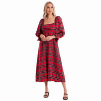 Vanessa Plaid Midi Dress • Red