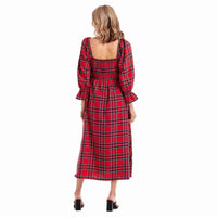 Vanessa Plaid Midi Dress • Red