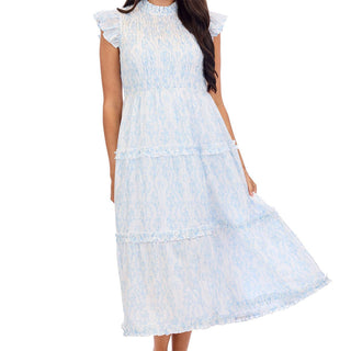 Dorian Tiered Mini Dress • Blue Floral