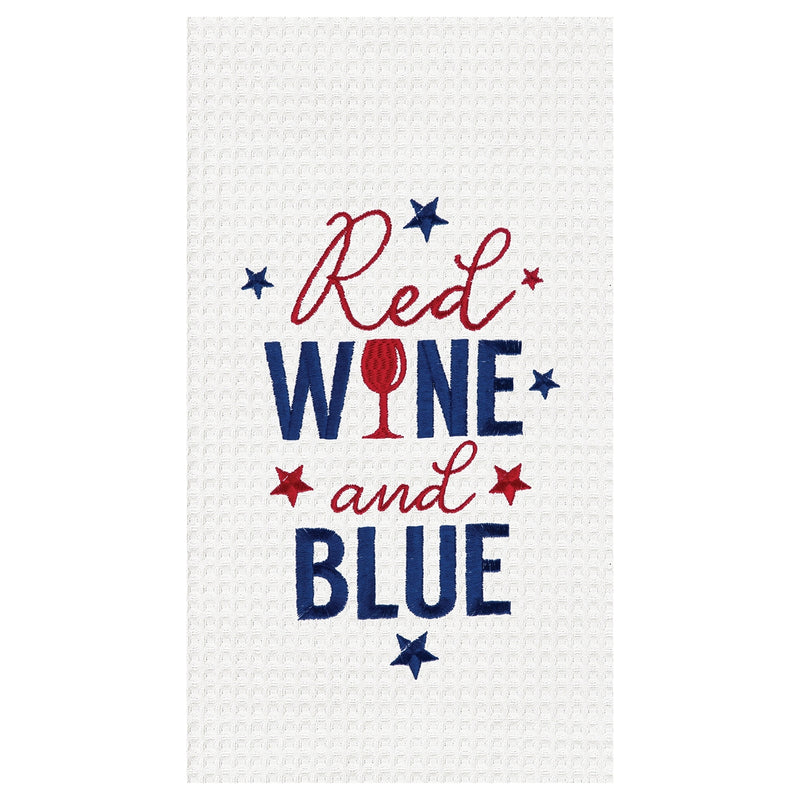 Red Wine and Blue Kitchen Towel
