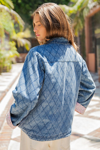 Monroe Diamond Quilted Pattern Jacket • Denim