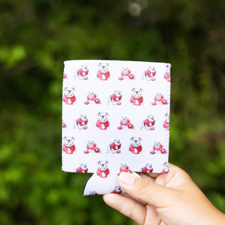 Bulldog Pattern Can Cooler • White