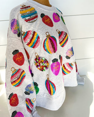 QOS Grey Scattered Multi Ornament Sweatshirt